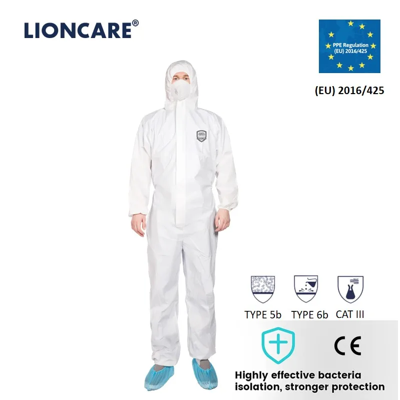 Disposable Safety Suit Food Industry Type 5/6 disposable Microporous Coverall