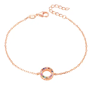 Wholesale Girls' 925 Sterling Silver Adjustable Chain Bracelet Rhodium & Gold Plated with Zircon Stone for Party Gift Occasions