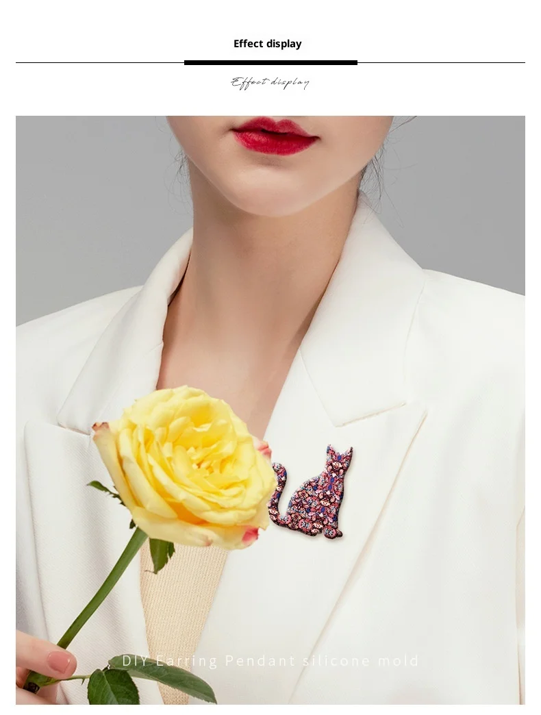 DIY Crystal Glue Cat Nose Pin Silicone Mold, Lucky Cat Fashion Bag Pendant Earrings Decorative Silicone Mold factory