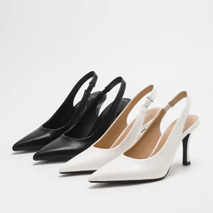 Women's Custom High Heeled Sandals Pumps Factory Designed Slingback Pointed Toe Button for Outdoor Summer Autumn Spring