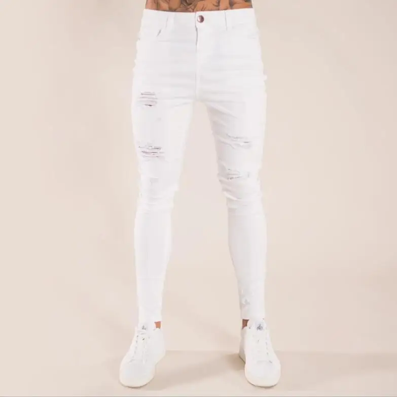 Mens Jeans Black Blue Cool Skinny Ripped Stretch Slim Elastic Denim Pants Large Size For Male Spring Summer Autumn Hip Hop