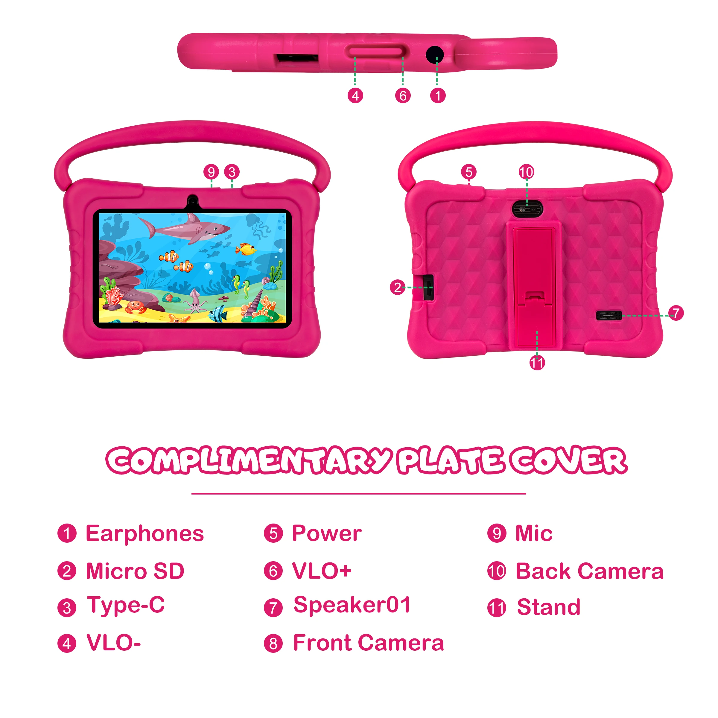 7 Inch Android 11 Quad Core Wifi Tablet PC Kids Learning Educational Gaming with Parental Control Fast Shipping Tablette Enfants