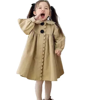 Autumn Girls' Coat 2025 New Retro Windbreaker Baby Collar Coat Stylish Korean-style Coat for Girls