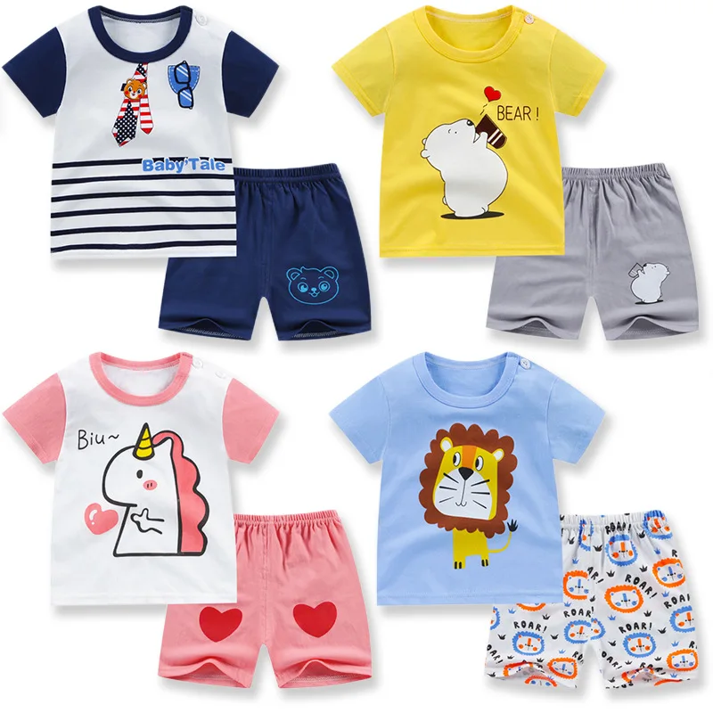 0-5 Years Old Children's Summer Clothes Boys And Girls Cotton Cartoon  Casual Short-sleeved Shorts Suit - Buy Cotton Pajama Shorts Set,Short  Sleeve Cotton Pajamas Set For Boys,Children's Summer Short Sleeve Shorts  Suit