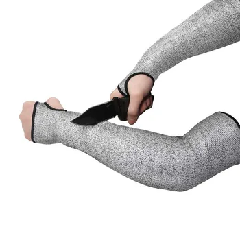 HPPE Knitted Thumb Hole Long Cut Resistant Arm Sleeves For Anti Cutting