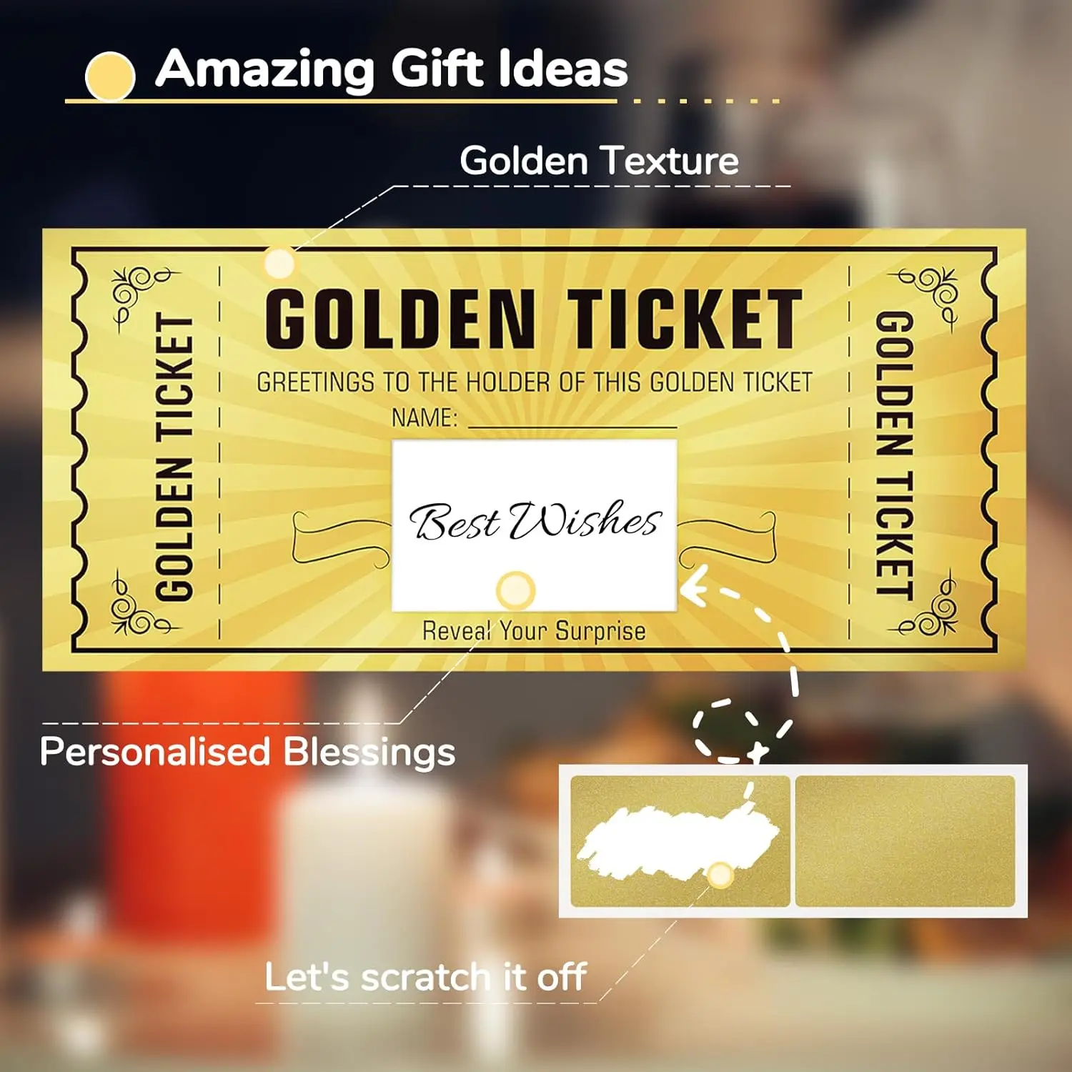 Golden Ticket Card - Scratch off Fun for Weddings & Events