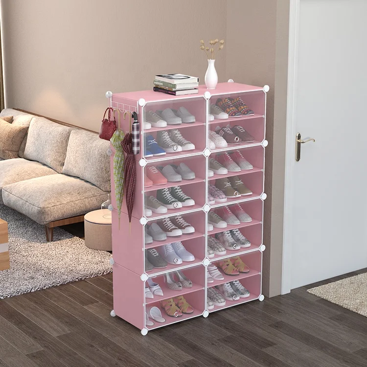 Simple Design Steel Frame Plastic Foldable Shoe Stand Rack for Household