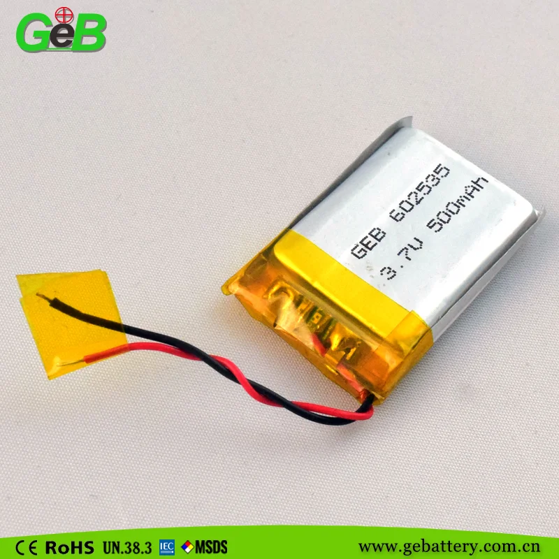 Geb Lipo 500mah 602535 3.7v Lithium Polymer Battery 400mah Flat Li-ion ...