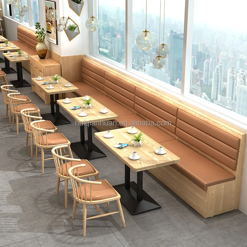 Double Side Booth Fabric Upholster Table And Chairs Cafe Coffee ...