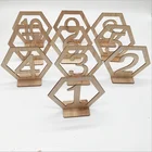Wedding Gifts High Quality Hexagon Wooden Table Numbers Set With Base Birthday Wedding Party Decor Gifts