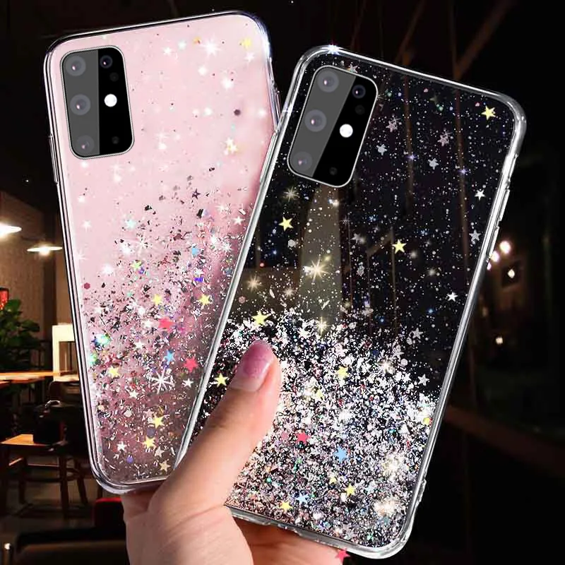 Luxury Glitter Phone Case for Samsung Galaxy Note 20 Ultra 9 8 10 Plus S22  S23 S21 FE S20 Note20 A73 A53 A54 A34 Ring Back Cover - AliExpress