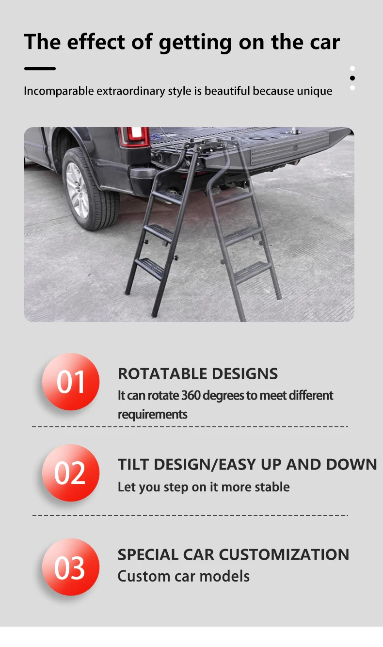 Hot Sale Offroad Parts Black Step Ladder Aluminum Alloy Rear Door