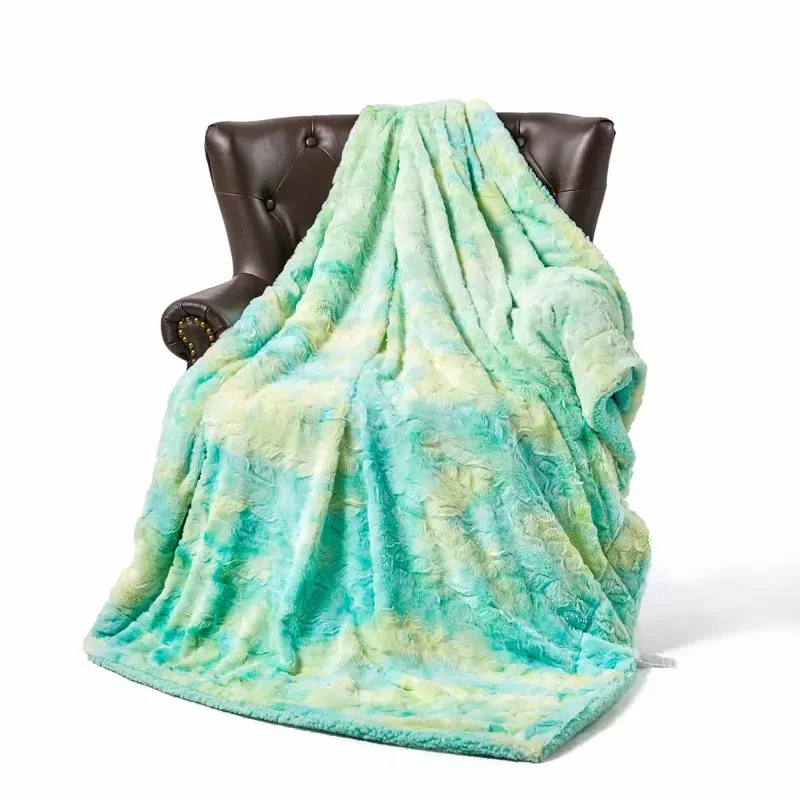 Grass Green Tiedyed Double Sided Velvet Blanket Fuzzy Comfortable