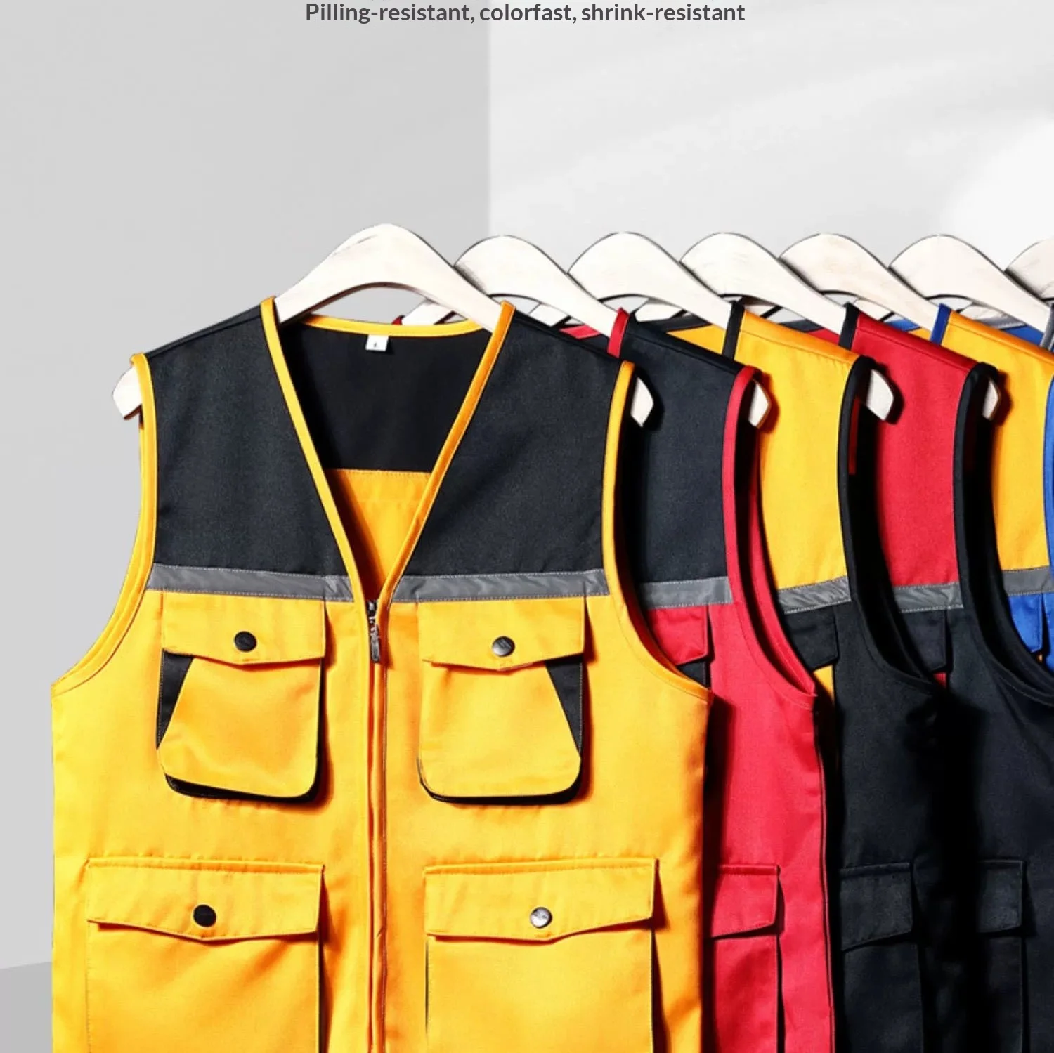 Workwear Sleeveless Vests Logo for Volunteers Construction Workers Advertising Supermarkets-Polyester Vinegar Fiber