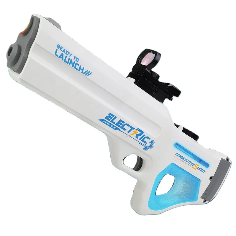 Pistolet à Eau électrique LED 2025 – Tir Rapide 28-32 Ft, Réservoir 500 Ml, Batterie 1200 MAh – Noir