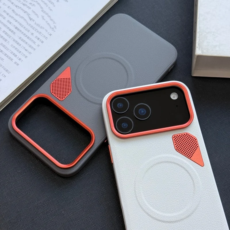 Luxury Magnetic Leather iPhone Case with Heat Dissipation