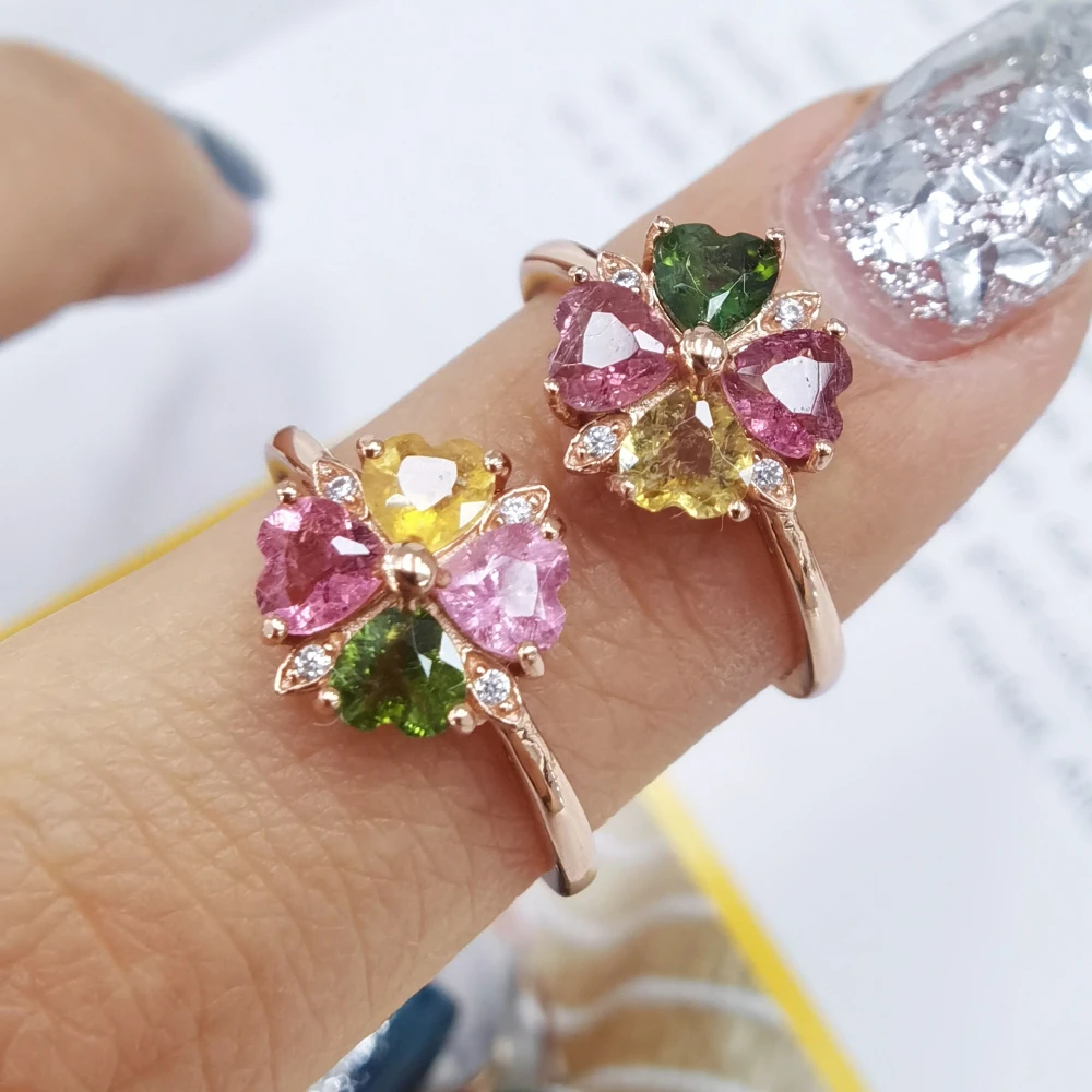 s925 Best Seller Aliexpress Trendy Korean Four Leaf Clover Jewelry Ring  Wholesale
