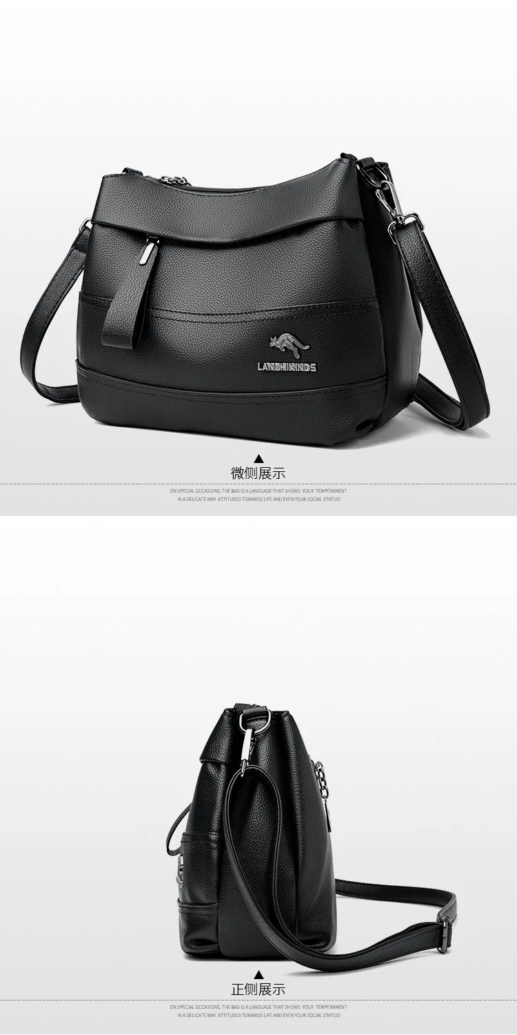 Ladies Multi-Pocket Messenger Bag High Quality Soft PU Leather