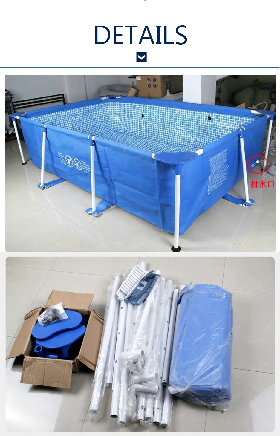 5.49m Customizable Inflatable Pools Swimming Outdoor Upground Rectangular Metal Frame Swimming