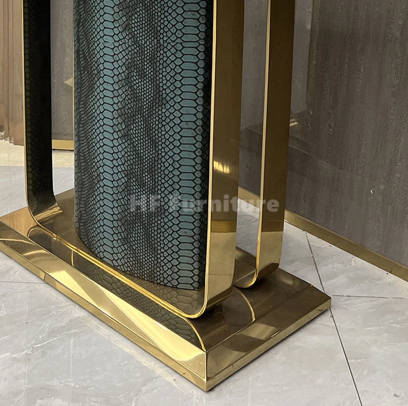 Crocodile Skin Hallway Console Table Gold Console Table Modern Luxury Marble Top