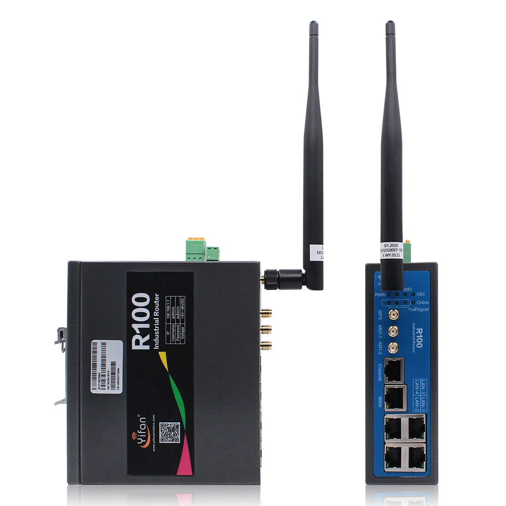 Rugged R100 4G LTE Router with VPN, QoS, and Din Rail Mounting ...
