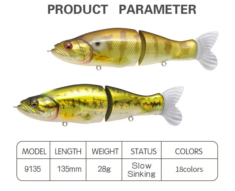 2 Section Glider Bait 135mm Multi Jointed Fishing Lure 28g Swimbait For