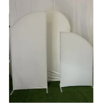 Chiara Arched Backdrop Stand Cover 3PC White Polyester Elastic Circle Birthday Party Baby Shower