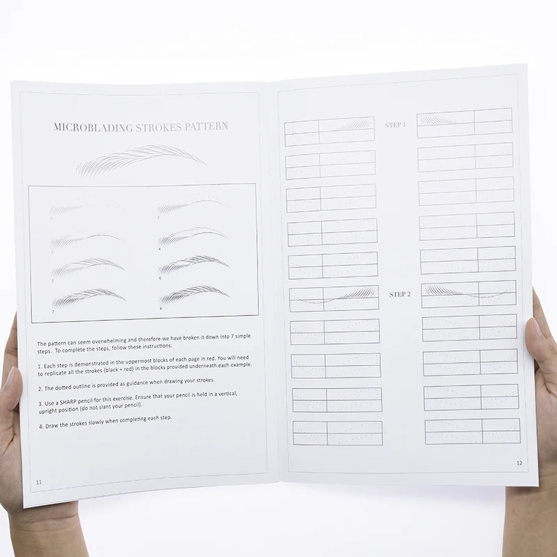 Professional Permanent Makeup Microblading English Practice Book Eyebrow Training Manual Kit for Academy