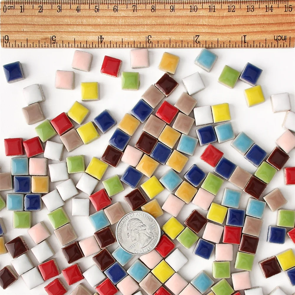 China Cheap Price Micro square Glazed Loose Colorful Ceramic Diy Craft Art Mosaic Tiles