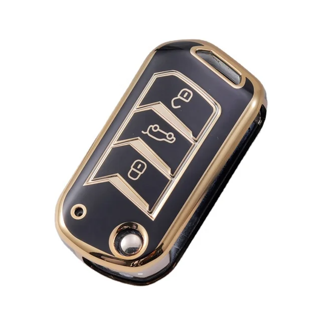Suitable for Indian model Mahindra folding 3-key gold rimmed car key case