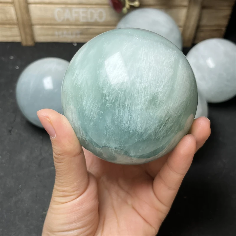 New Arrival Fluorite Spheres Healing Quartz Crystal Feng Shui Rabbit Hair Fluorite Balls for Meditation
