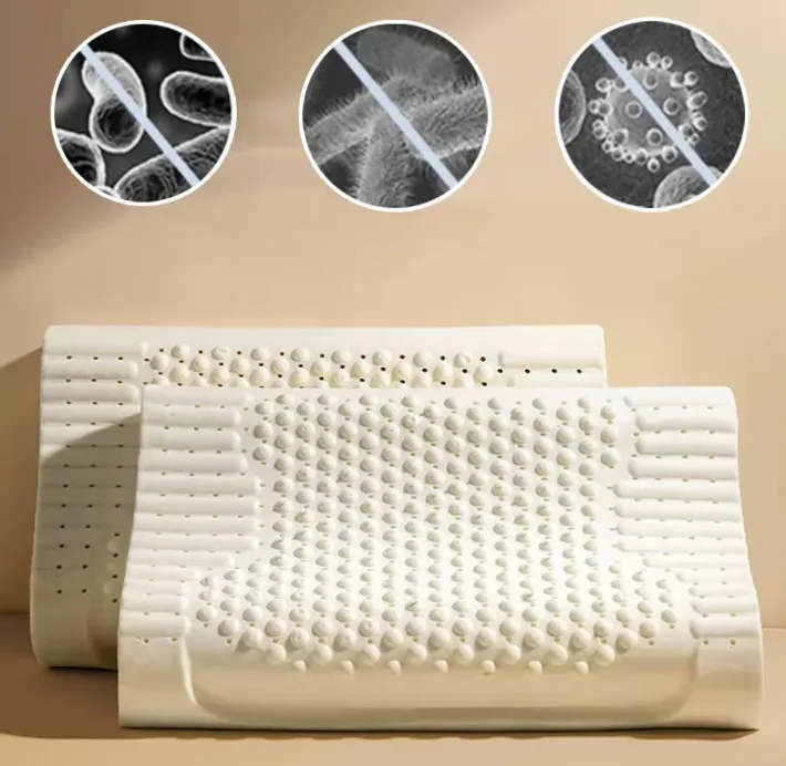 Premium-Qualität Milbenabweisendes Atmungsaktives Schlafkissen 60x40x12/10cm Zervikale Nackenstütze 100% Natürliches Talalay-Latex-Kissen