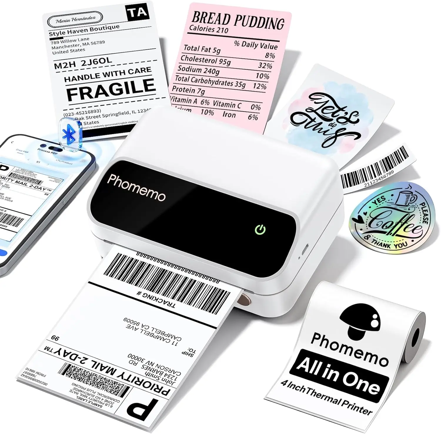 Phomemo M421 4x6 Labelprinter - Thermische Verzendprinter Met Bluetooth & App Voor Kantoor & Webshop