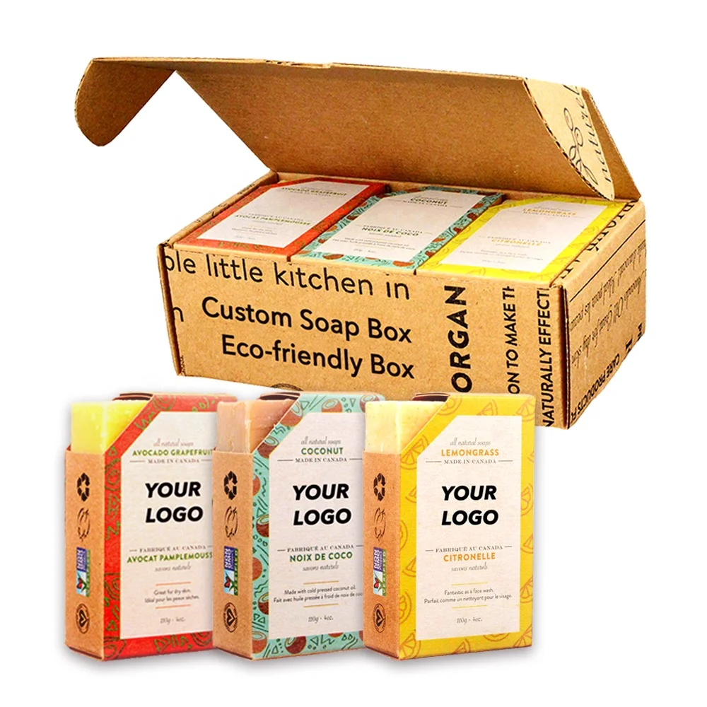 Eco-friendly Biodegradable Custom Logo Printed Handmade Bar Soap Kraft  Boxes Paper Soap Packaging Boxes With Soap Mailing Box