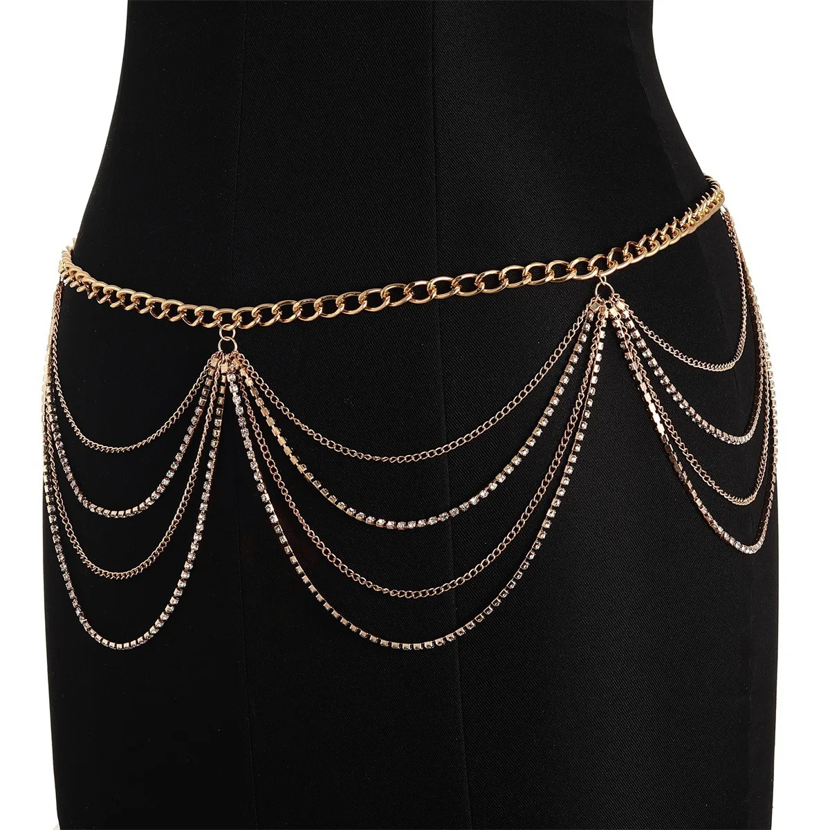 Hot Selling Women Sexy Rhinestone Waist Chain Punk Nightclub Rock Multi ...