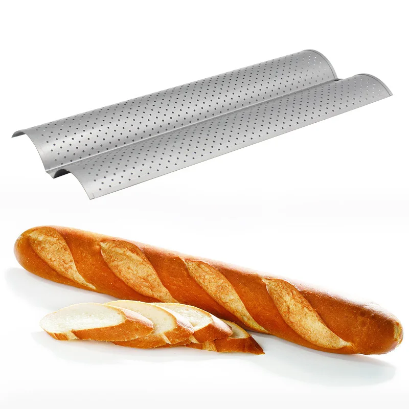 Wave French Bread Baking Tray 2 Groove 3 Groove 4 Groove Stainless Steel Baguette Bake Mold kitchen Accessories Black/Silver Black 2 
