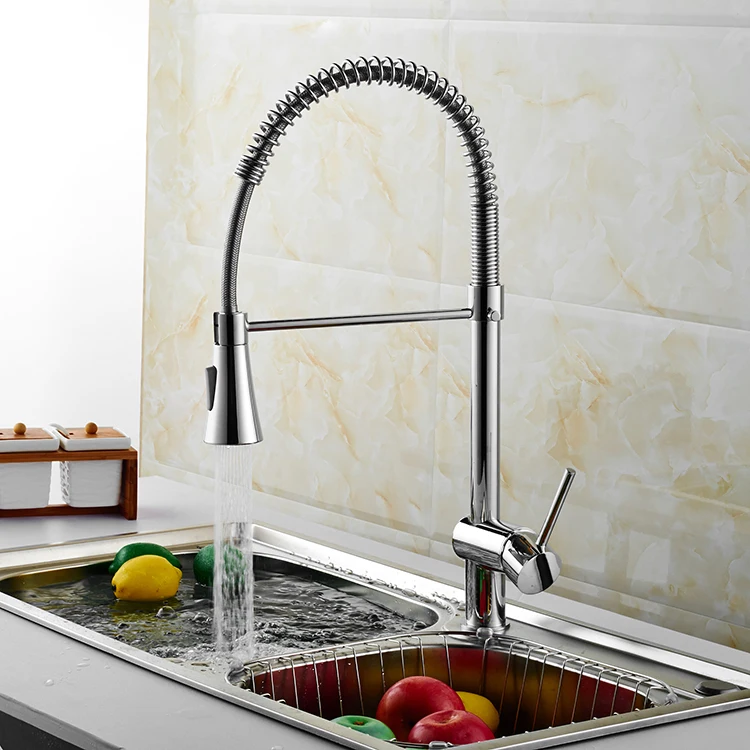 Gourmet Single Handle Flexible Spout Spring Kitchen Sink Faucets with ...