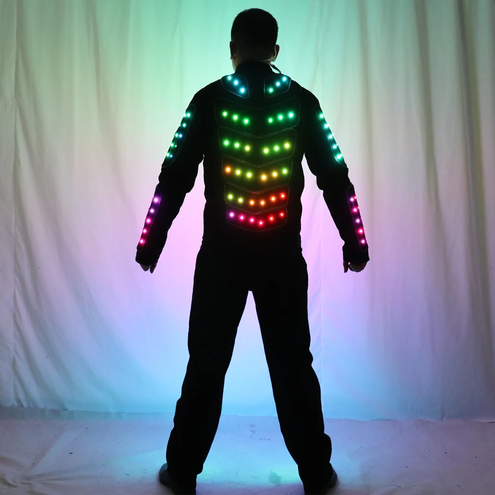Full Color RGB LED Robot Suit Luminous Stage Dance Costume Coat for Adults  Tron Style Ballroom Performance Jacket