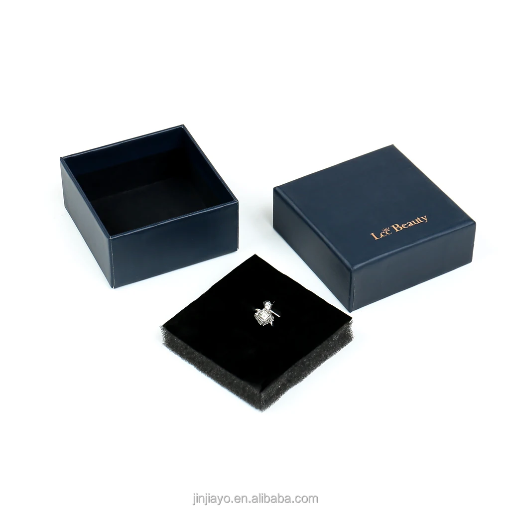 맞춤 로고 인쇄 강성 주얼리 아트 종이 박스, 홀로그램 각인(핫 스탬핑), 매트 라미네이션 마감의 뚜껑 및 바닥, 호일 엠보싱, 반지용 스펀지