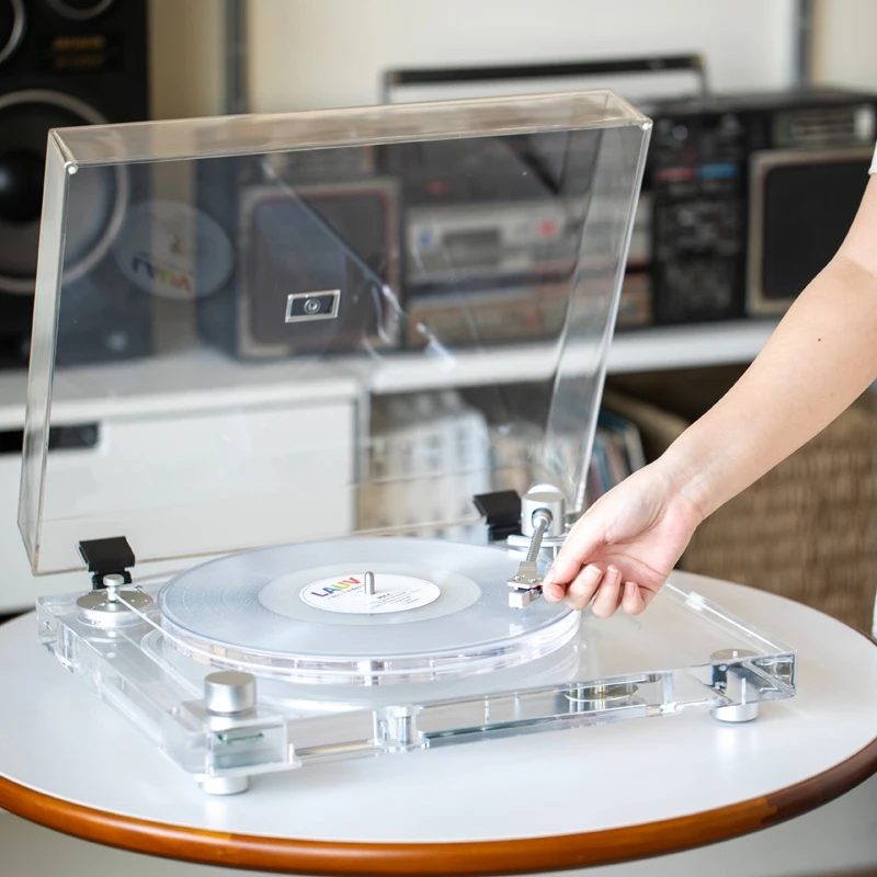 X10 Vinyl Record Player Desktop Modern Full Acrylic Transparent 33/45 RPM Audio Lp Technica Cartridge Bluetooth Retro Phonograph