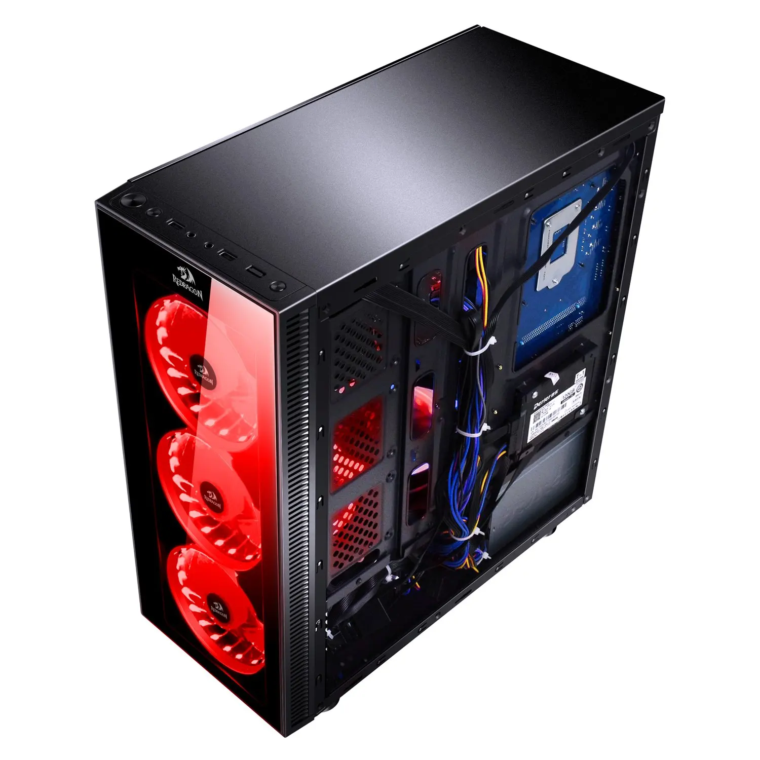 Caja modding Dragón de XG box para pc, aluminio de color rojo