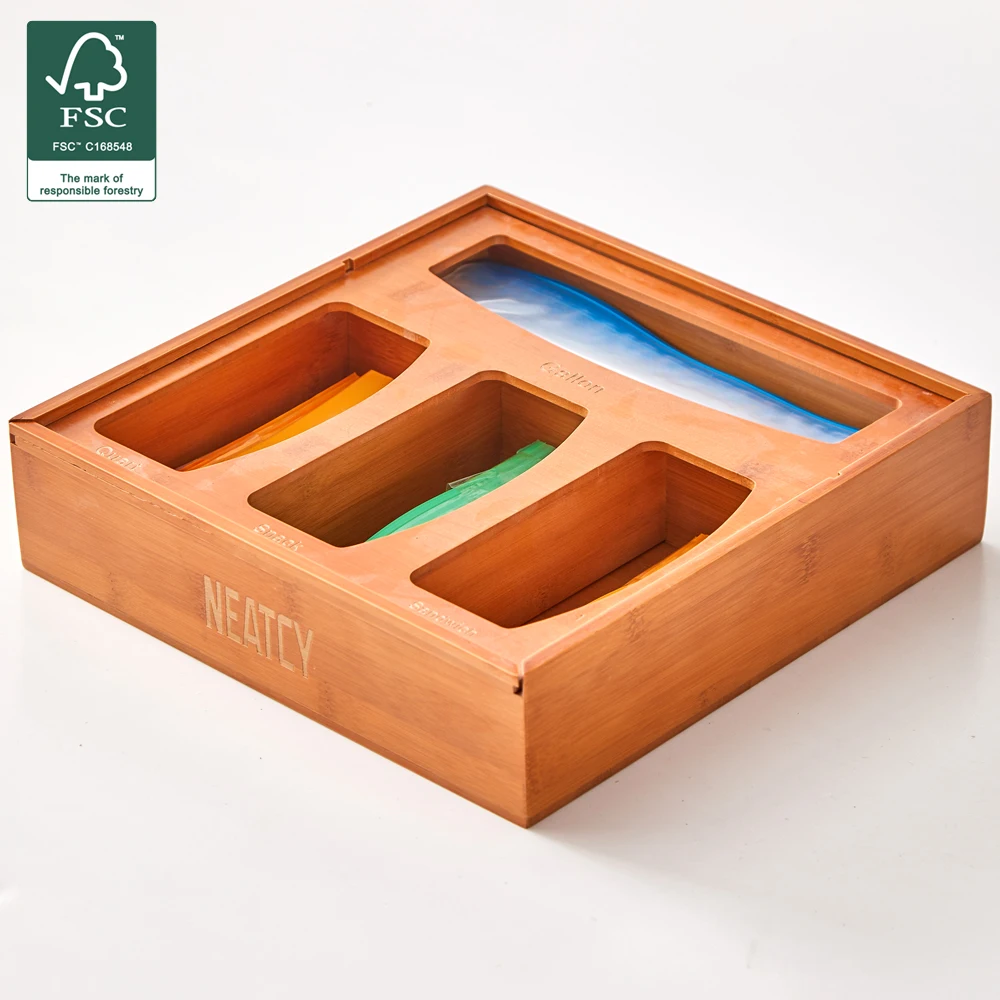 Organizador De Gavetas Custom Food Storage Bamboo Ziplock Bag Storage