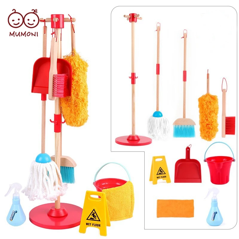 Лидер продаж принадлежности для уборки дома деревянные инструменты забавные детские игрушки 10 шт. в