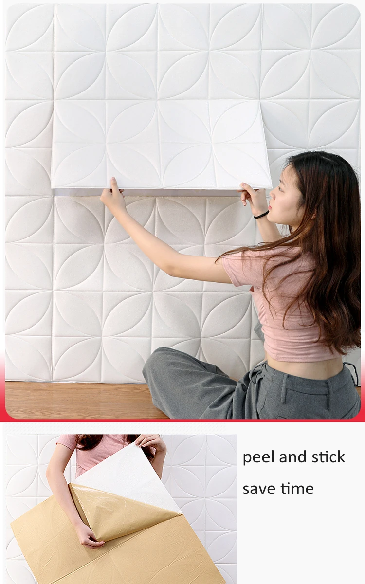 High Quality 3d Foam Decorative Wall Panel Self Adhesive 4d Room Wallpaper