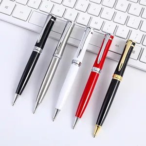 Luxury Black Pen High Quality Popular Custom Logo Twist Silver Metal Ball Pen