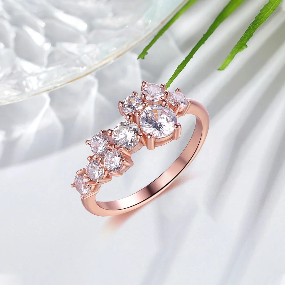 gold plated rings jewelry women AAA CZ crystal fashion finger ring custom adjustable open diamond ring