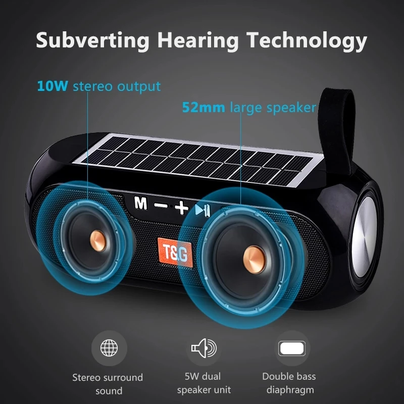 TG182 Portable Column Portable Column WirelessBluetooth Bass Stereo Box Waterproof Outdoor Solar Charging Bluetooth Speakers - ANKUX.COM