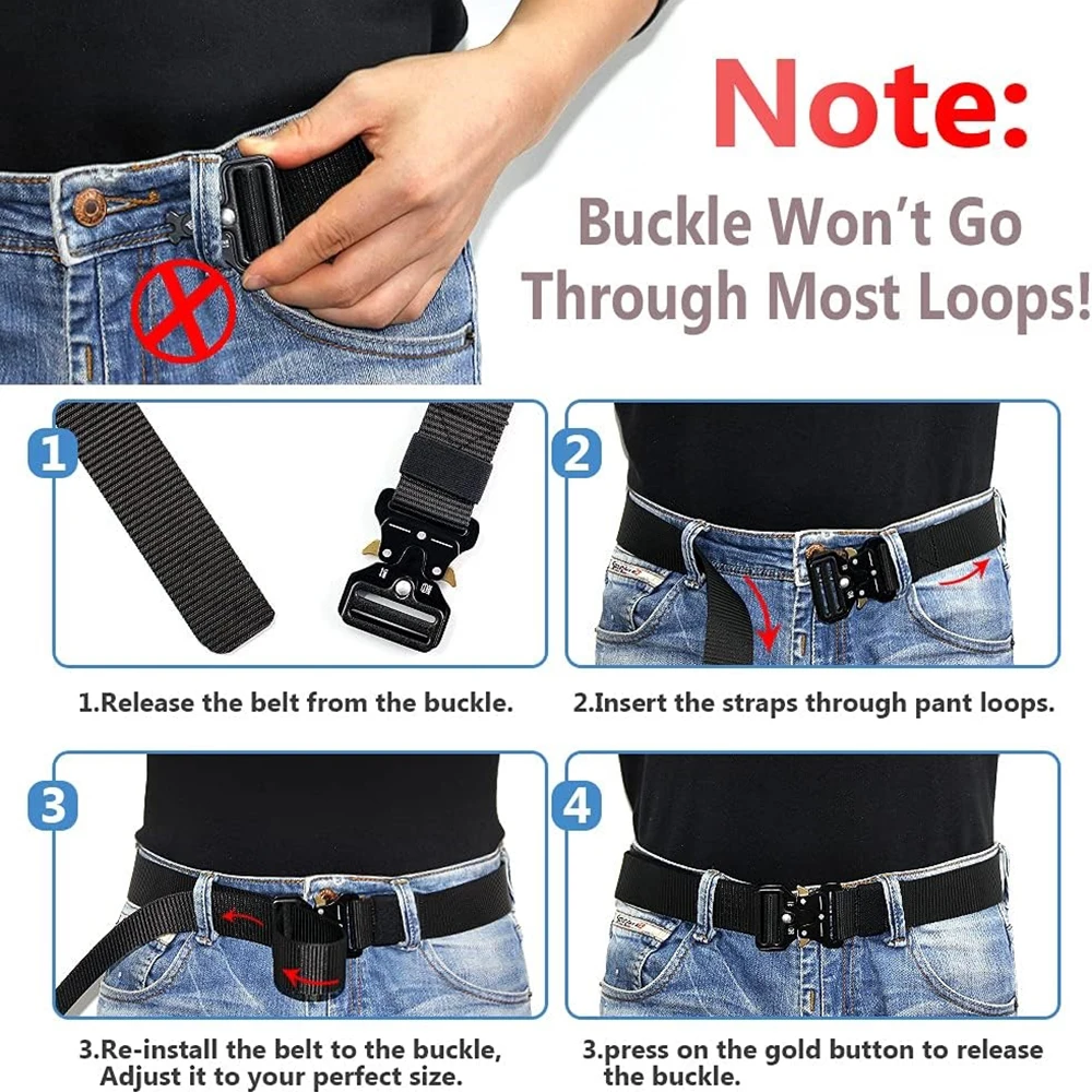 Training Durable Tactical Quick Release Metal Buckle Belt Wear-resistant Heavy Duty Nylon Riggers Belts