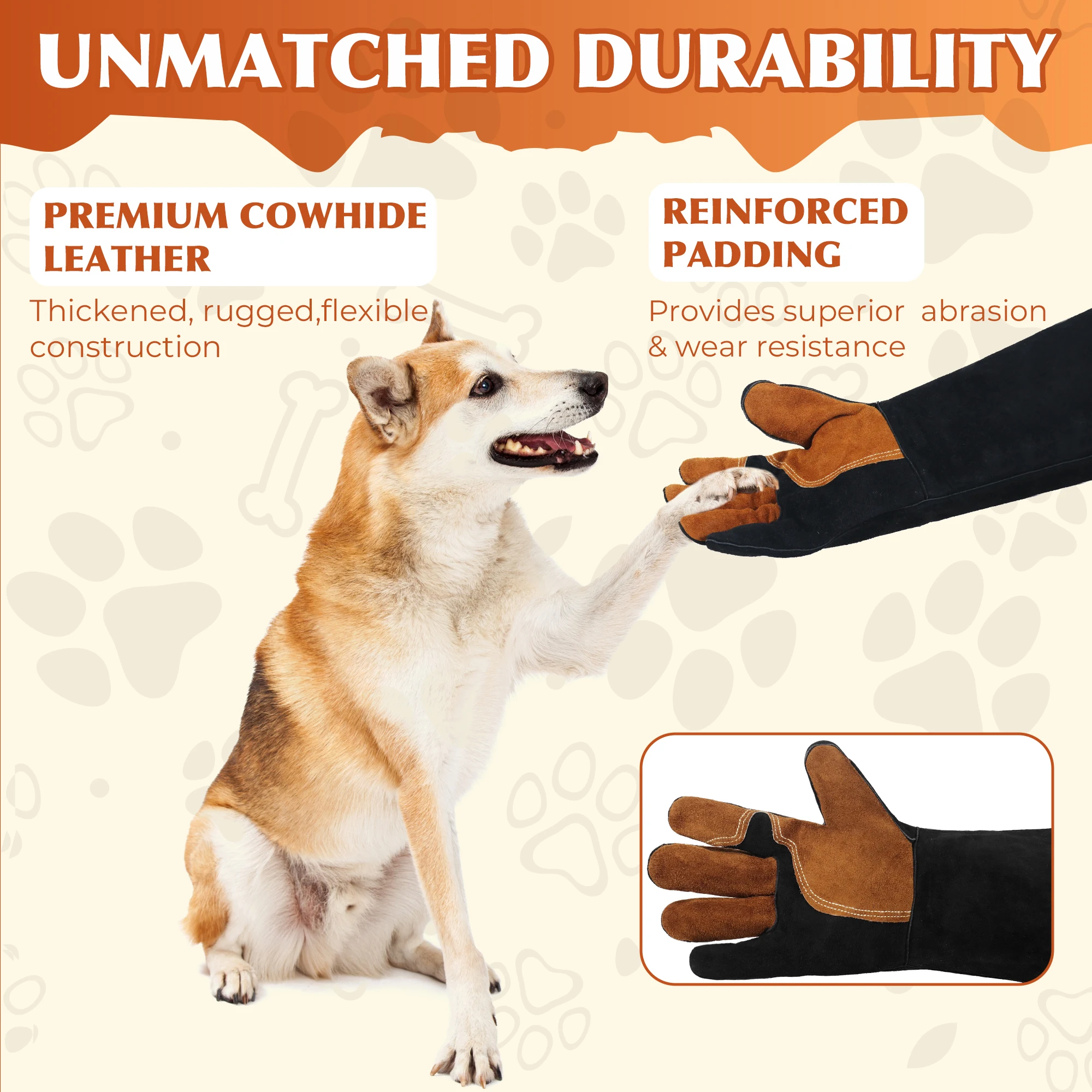 Animal Handing Bite Proof Multipurpose Pet Leather Glove Dog Cat Training Glove Reinforced Snake Handling Gloves