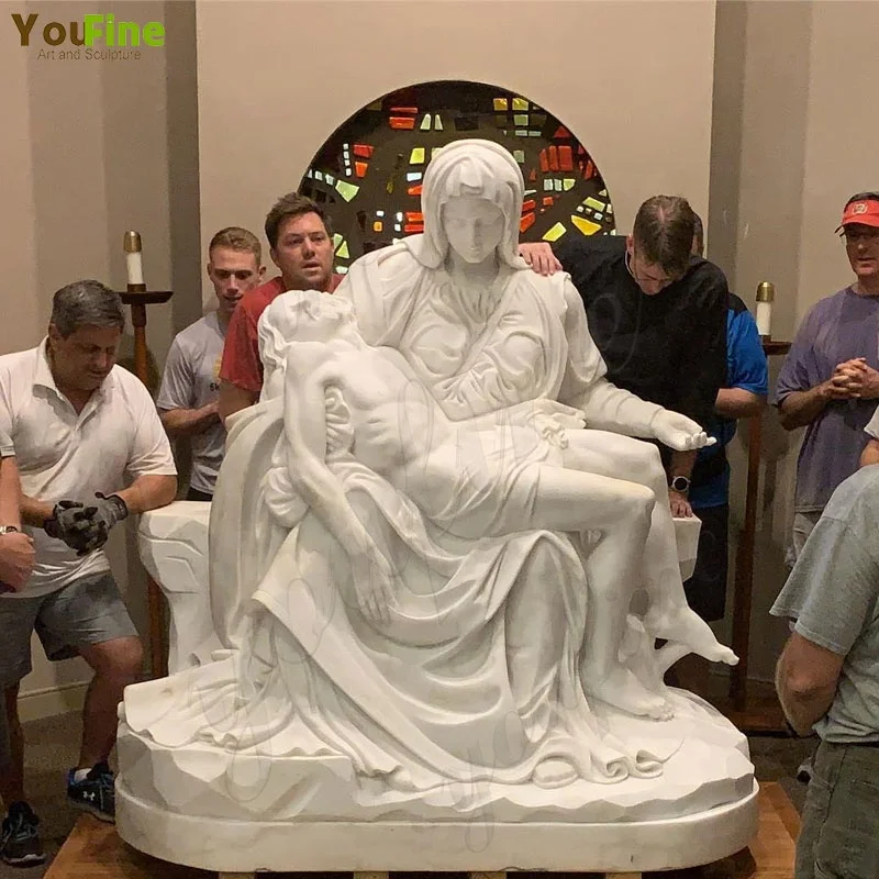 宗教的ミケランジェロガーデンストーン白色マーブルピエタ像 H165CM